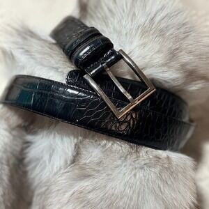 Martin Dingman Alligator Leather Belt Grain Black Handcrafted In America Sz42/40